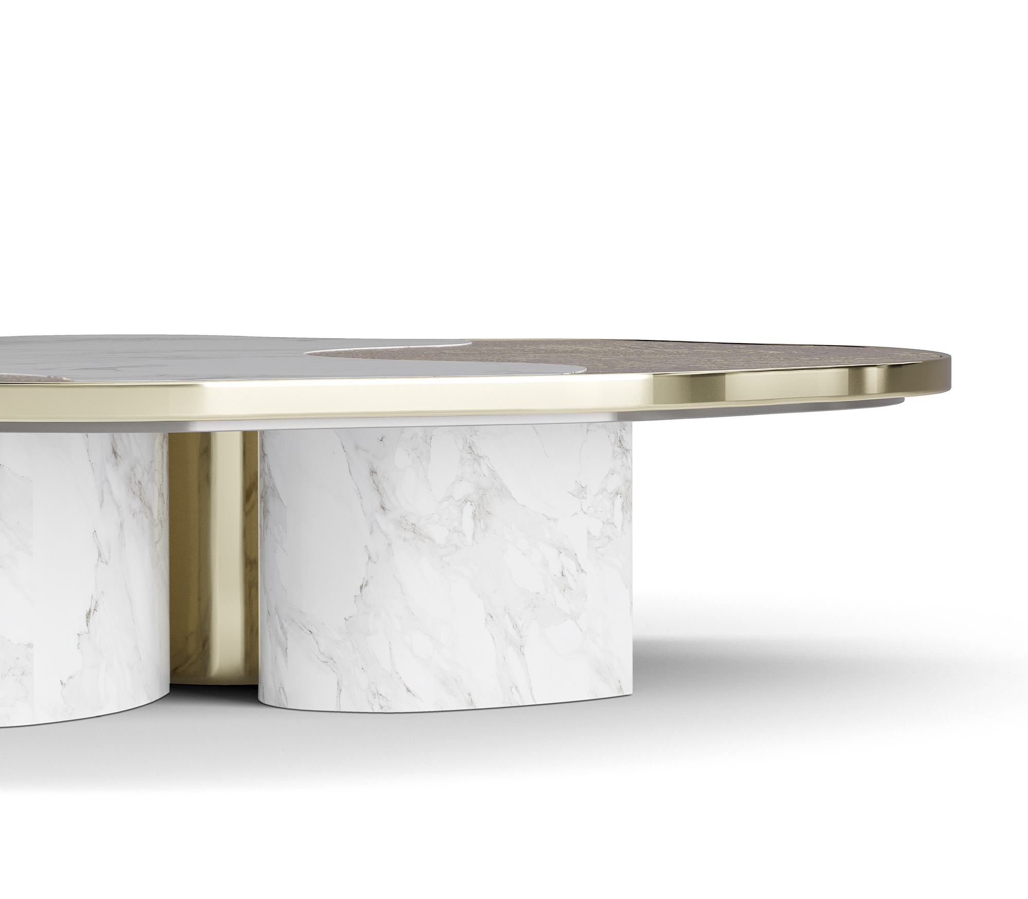 Luxury Calacatta Marble Coffee Table with Black Sculptural Base & Modern Design