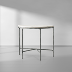 Thaddeus Metal Semi-Circle Marble Console Table Hand-Forged Entryways Entrance Table