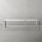 Thaddeus Metal Marble Rectangular Dining Table Hand-Forged Kitchen Table