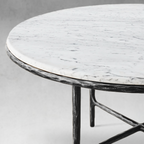 Thaddeus Metal Marble Round Dining Table Hand-Forged Kitchen Table
