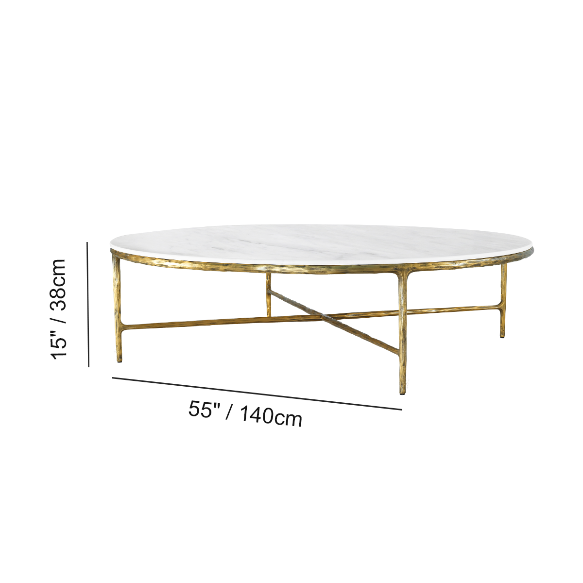 Thaddeus Metal Marble Round Coffee Table Hand-Forged Style O & X Living Sofa Center Tea Table