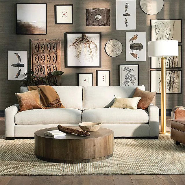 Toluca Wood Coffee Table with Guanacaste Wood Veneers & Metal Base Cocktail Table Living Room Center Tea Table