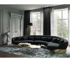 Luxury Sculptural Curved Sofa with Polished Hammered Brass Base & Organic Design