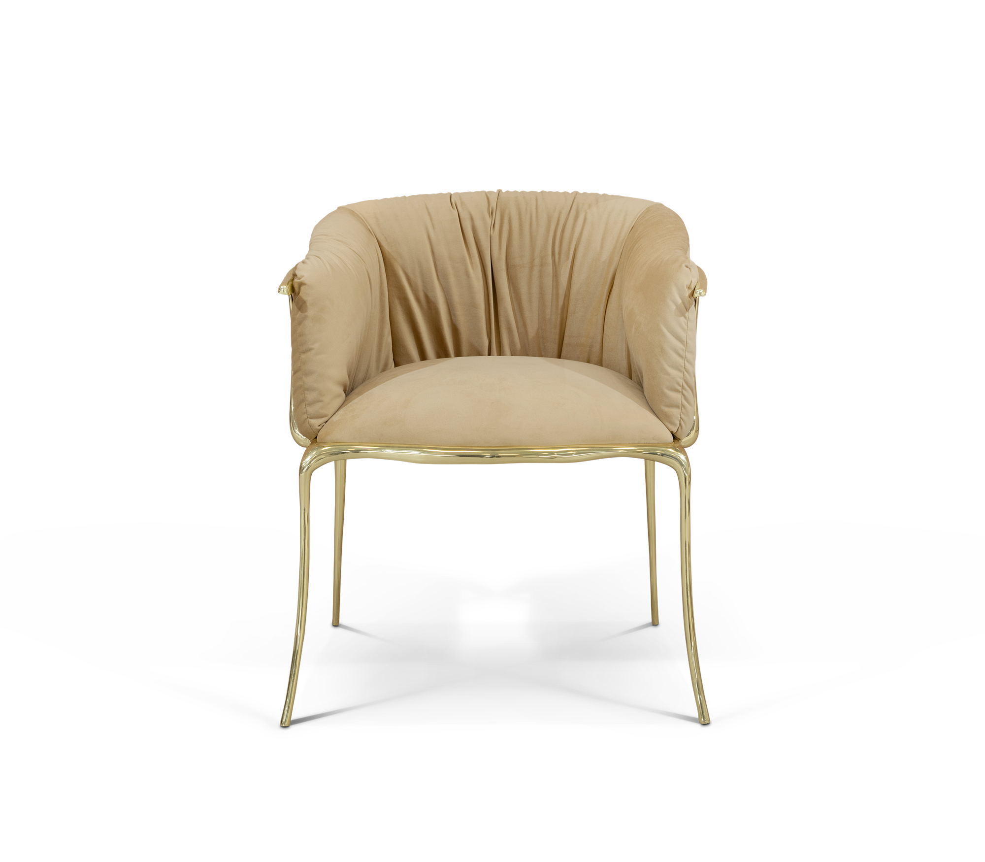 Luxury Surrealist Armchair with Gold-Plated Brass Frame, Velvet Seat & Sculptural Design