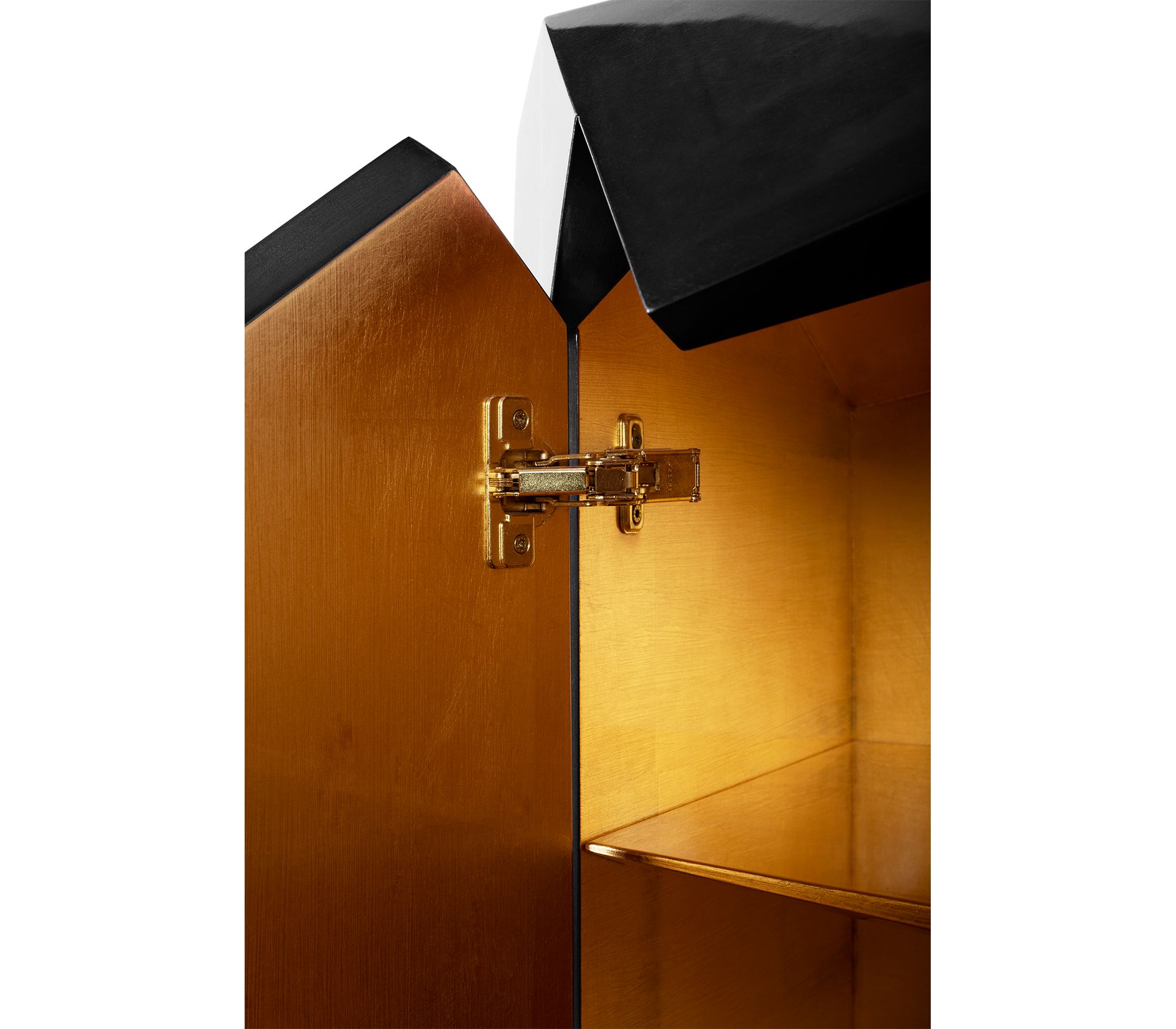 Luxury Diamond-Inspired Sideboard Cabinet with Black Gold Finish & Hidden Storage