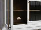 Rowan Wood TV Stand Unit Sideboard with Reeded Glass Doors Entrance Cabinet Modern Modular Media Console Storage Cabinet