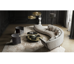 Luxury Calacatta Marble Coffee Table with Black Sculptural Base & Modern Design