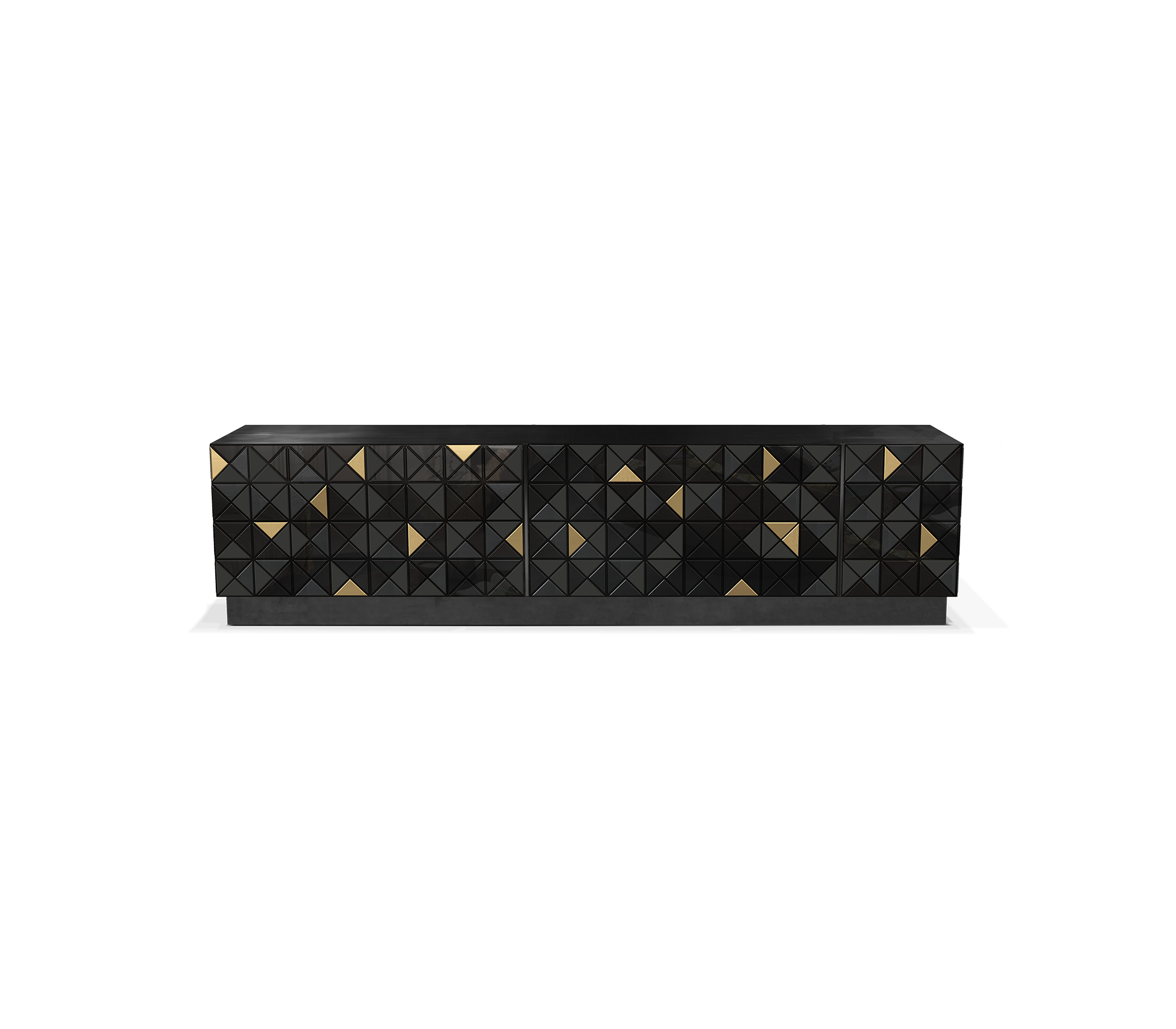 Luxury Walnut Media Console with Pixel-Inspired Design & Hidden Storage