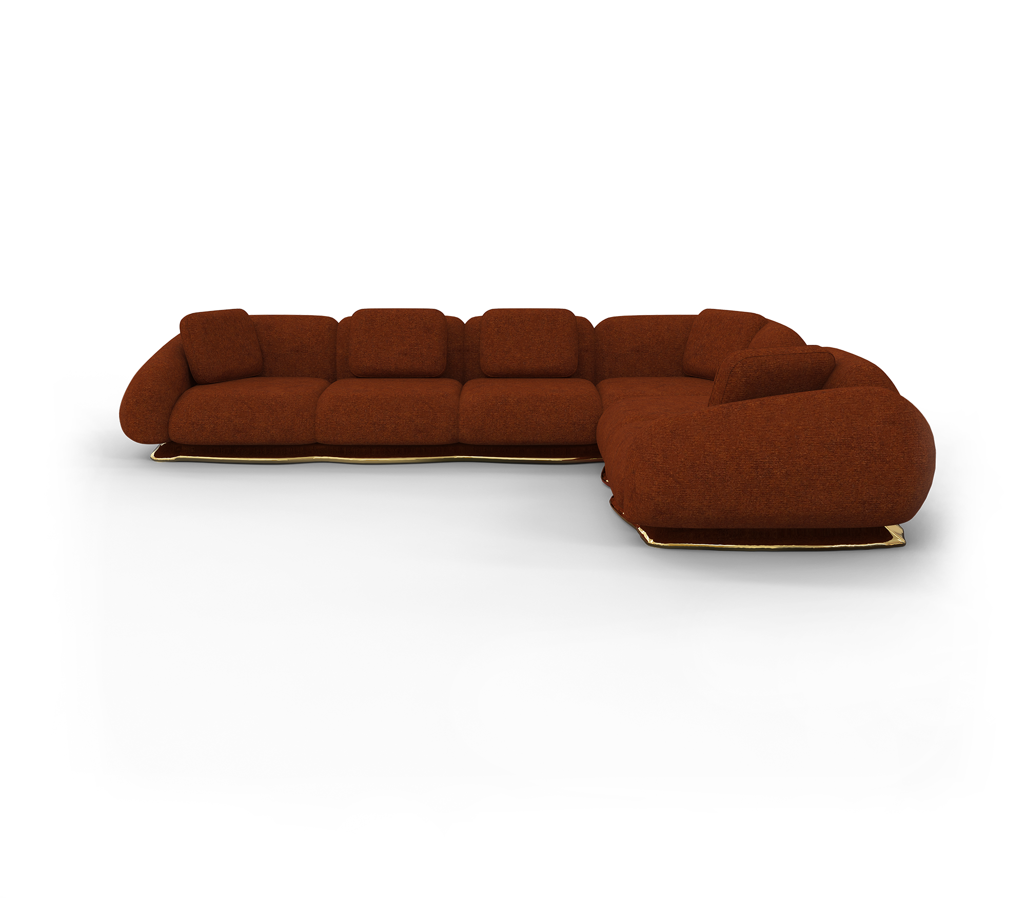 Luxury Modular Velvet Sofa with Polished Brass Base & Sculptural Masterpiece Design