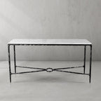 Thaddeus Metal Rectangle Marble Console Table Hand-Forged Entryways Entrance Table