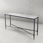Thaddeus Metal Rectangle Marble Console Table Hand-Forged Entryways Entrance Table