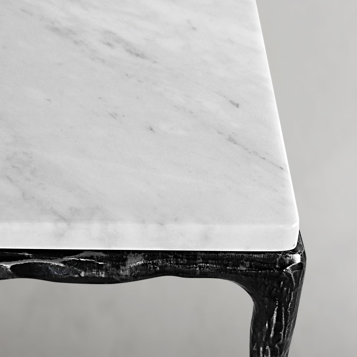 Thaddeus Metal Rectangle Marble Console Table Hand-Forged Entryways Entrance Table