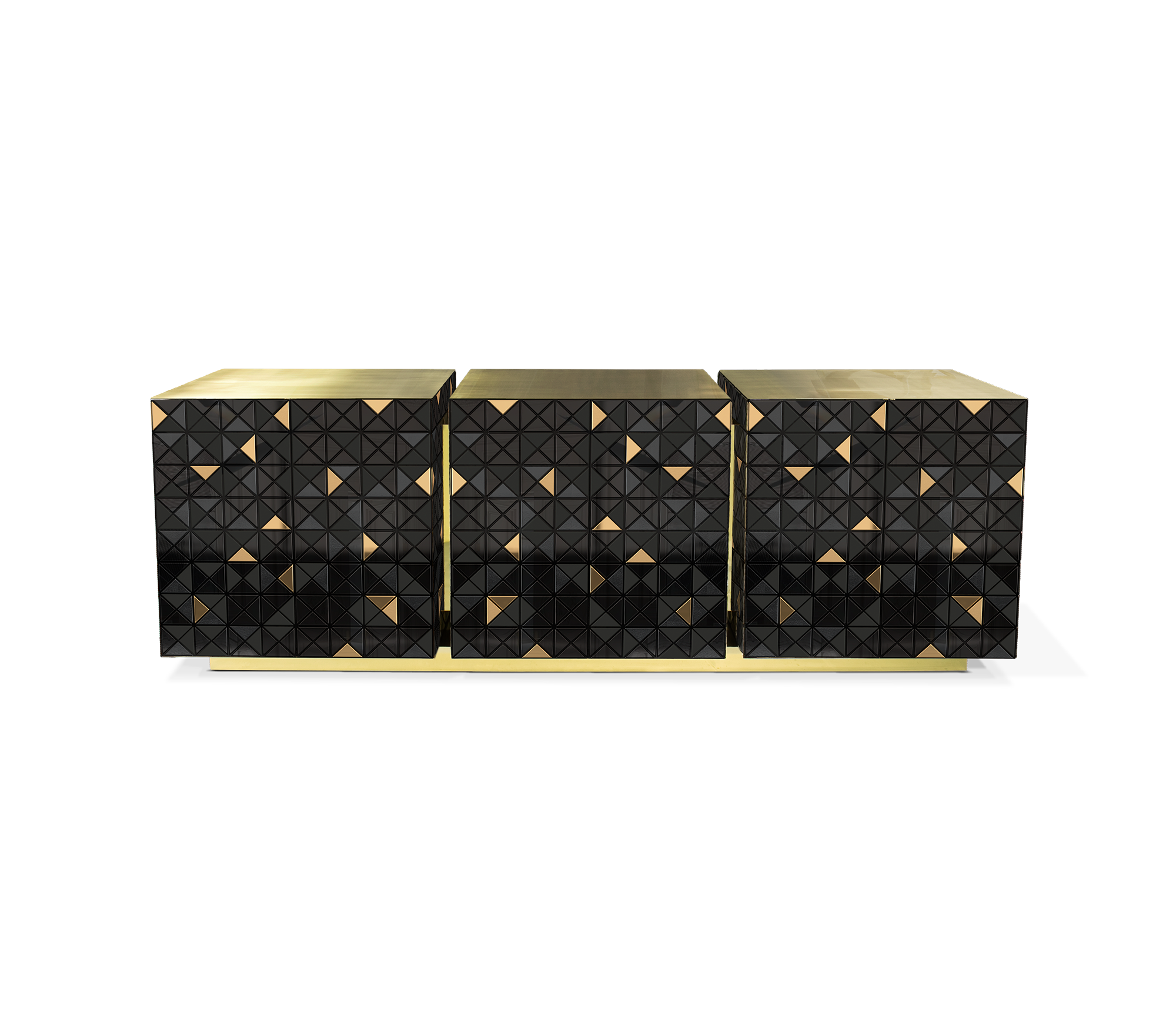 Luxury Anodized Metal Sideboard Cabinet with Pixel-Inspired Design & Hidden Storage