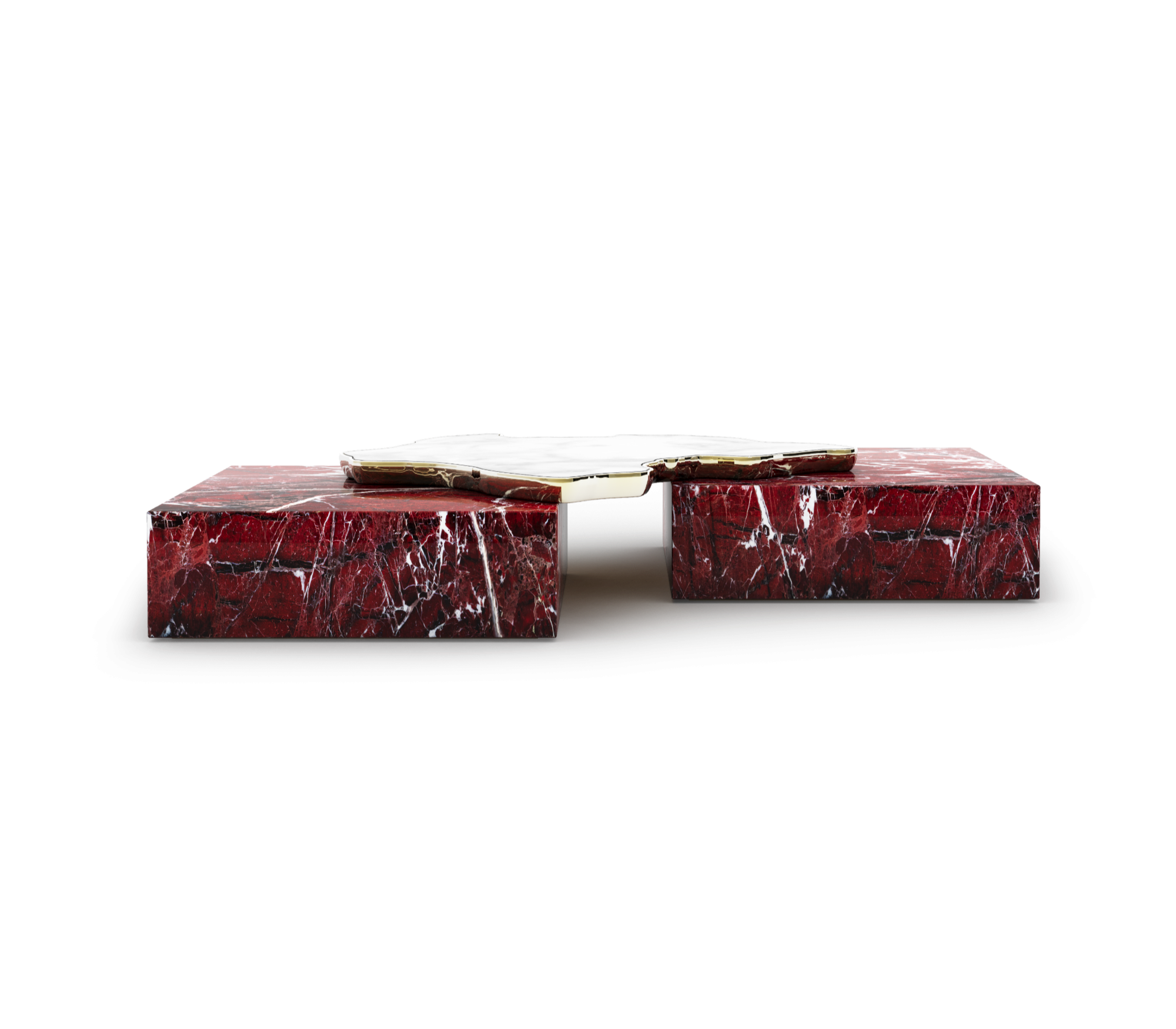 Luxury Black & White Coffee Table with Sculptural Design & High Gloss Finish