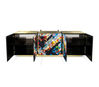 Luxury Anodized Metal Sideboard Cabinet with Pixel-Inspired Design & Hidden Storage