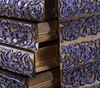 Luxury Hand-Painted Tile Curio Cabinet with Mirrored Panels & Hidden Storage