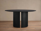 Saint Germain Round Wood Dining Table with Solid Oak & Oak Veneers Wood Dauphine Base