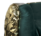 Luxury Imperfect Sculptural Sofa with Hammered Brass Frame & Artistic Design
