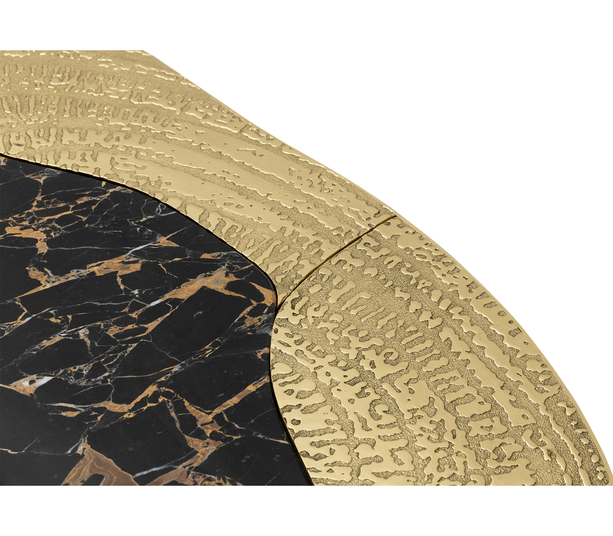 Luxury Calacatta Marble Coffee Table with Black Sculptural Base & Modern Design