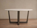 Saint Germain Round Marble Stone Dining Table with Rennes Metal Base