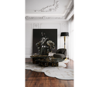 Luxury Calacatta Marble Coffee Table with Black Sculptural Base & Modern Design