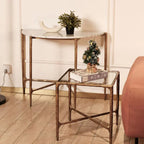Thaddeus Metal Semi-Circle Marble Console Table Hand-Forged Entryways Entrance Table