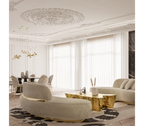 Luxury Swan Lake Inspired Sofa with Sculptural Brass Frame & Asymmetric Design
