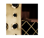 Luxury Walnut Bar Cabinet with Brass Accents & Hidden Storage