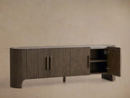 Astor Inset Marble Stone Top Buffet Sideboard Oak Wood TV Stand Unit Entryways Storage Cabinet