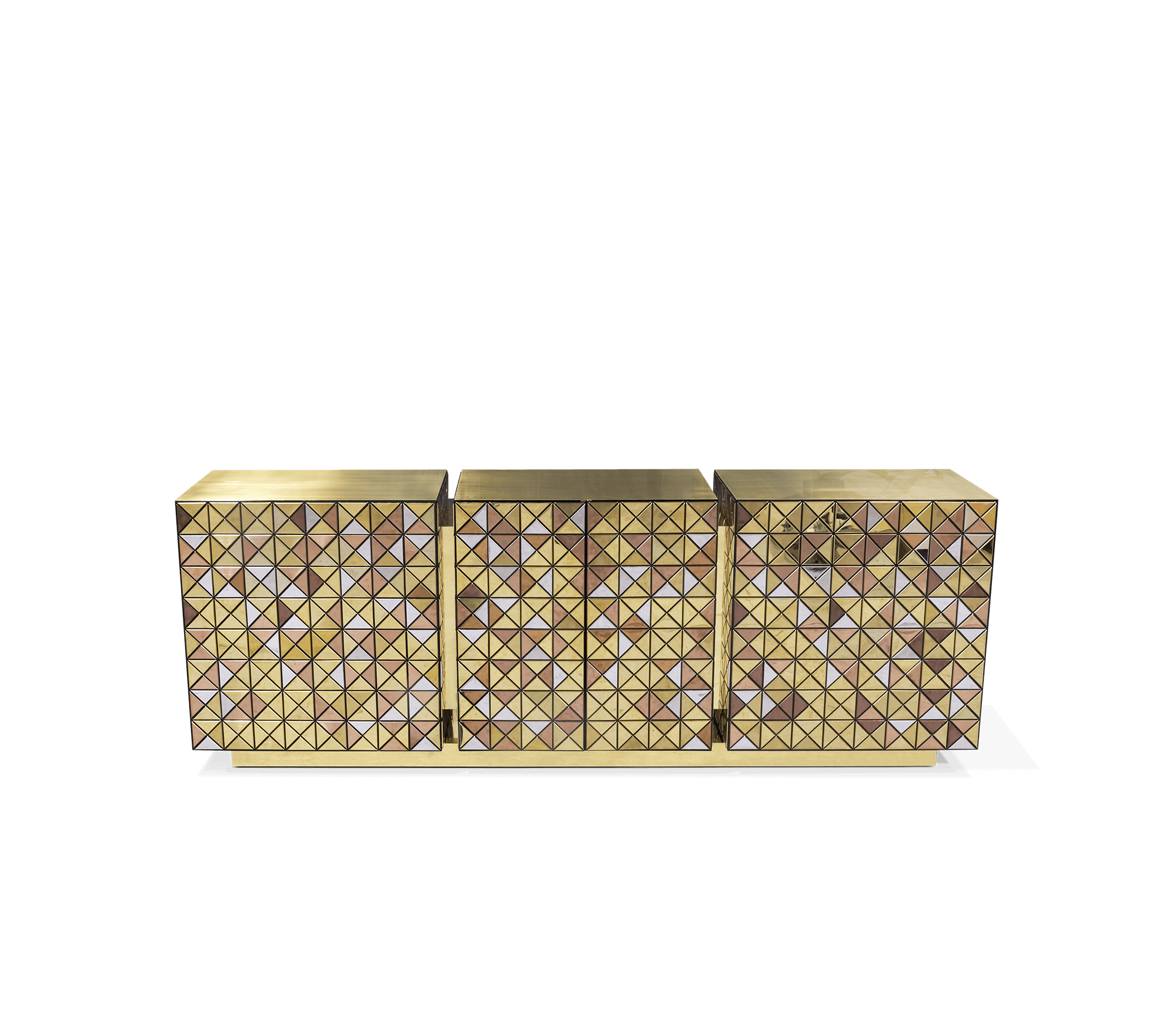 Luxury Anodized Metal Sideboard Cabinet with Pixel-Inspired Design & Hidden Storage