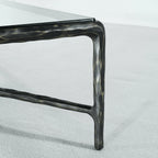 Thaddeus Metal Rectangular Glass Coffee Table Hand-Forged Living Sofa Center Tea Table