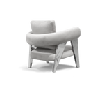 Luxury Sculptural Armchair with Polished Hammered Brass Legs & Curved Upholstery Design