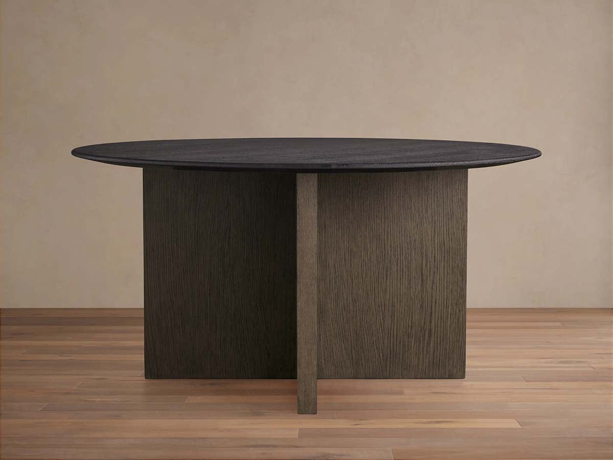Saint Germain Round Wood Dining Table with Solid Oak Wood & Clement Base