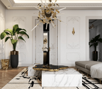 Luxury Black & White Coffee Table with Sculptural Design & High Gloss Finish