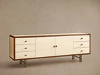 Henton Eucalyptus Wood TV Stand Living Room Entrance Six Drawers Cabinet Media Console Entryways Table