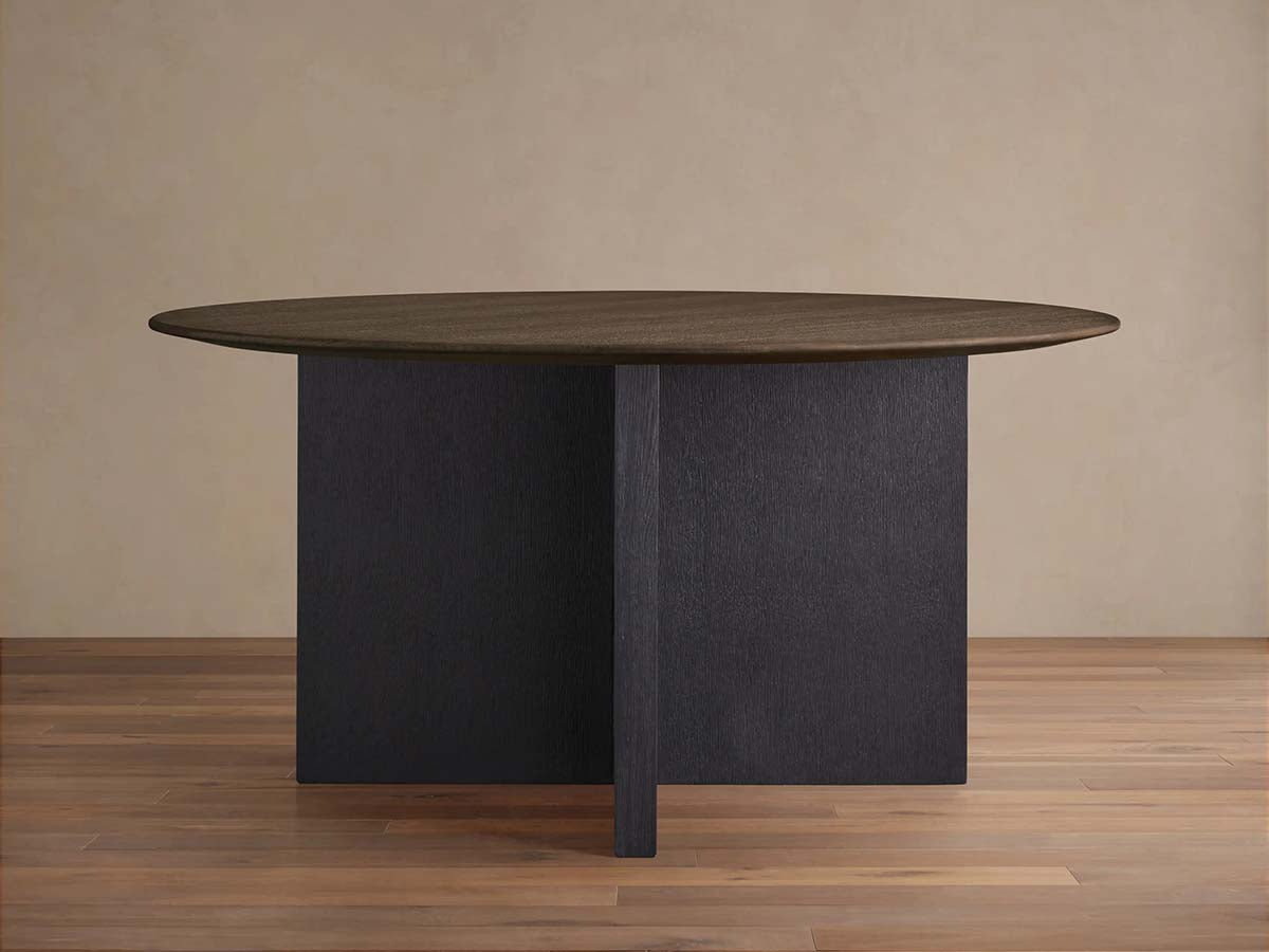 Saint Germain Round Wood Dining Table with Solid Oak Wood & Clement Base