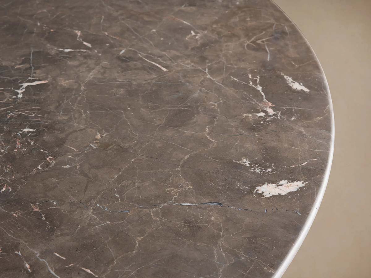 Saint Germain Round Marble Stone Dining Table with Clement Base