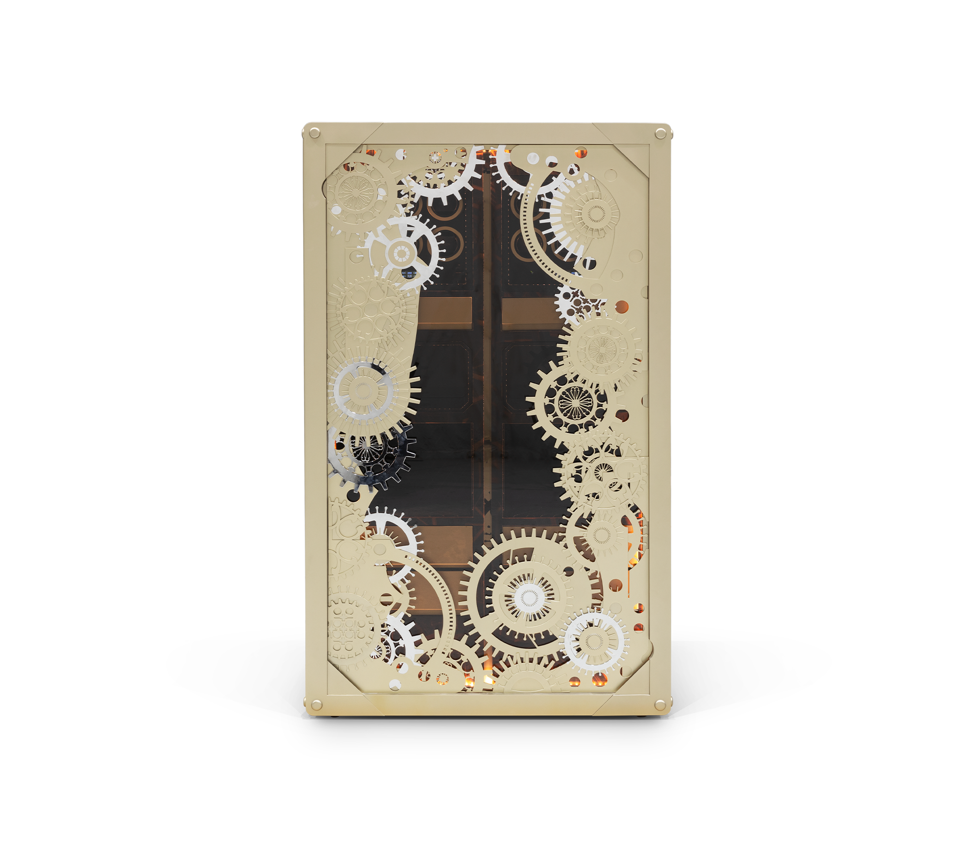 Luxury Baron Safe with Electric Opening System, Gold-Plated Brass & Walnut Root Interior