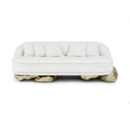 Luxury Sculptural Sofa with Polished Hammered Brass Base & Organic Curved Design