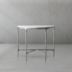 Thaddeus Metal Semi-Circle Marble Console Table Hand-Forged Entryways Entrance Table