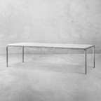 Thaddeus Metal Marble Rectangular Dining Table Hand-Forged Kitchen Table