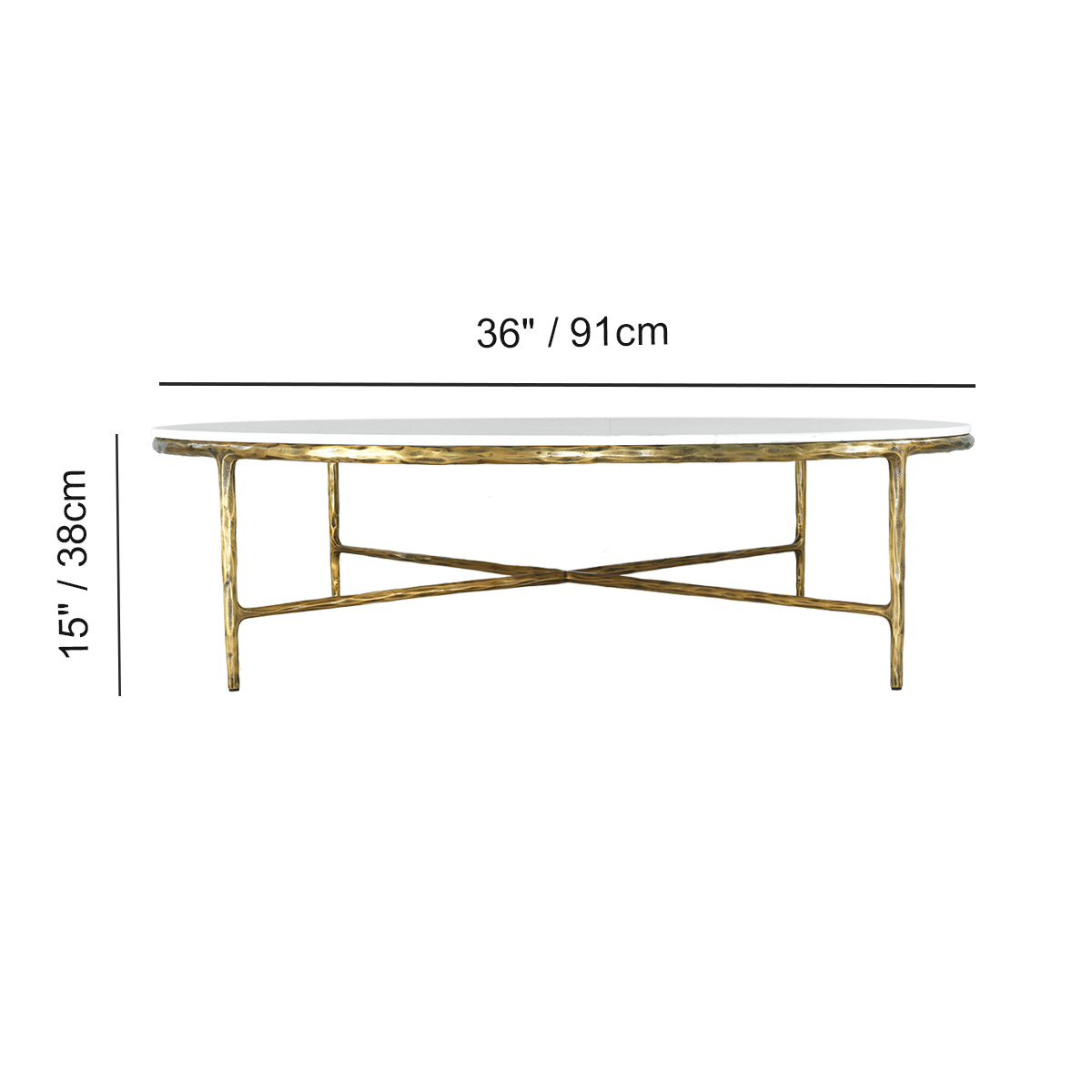 Thaddeus Metal Marble Round Coffee Table Hand-Forged Style O & X Living Sofa Center Tea Table