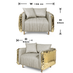 Luxury Imperfect Sculptural Armchair with Hammered Brass Frame & Artistic Design