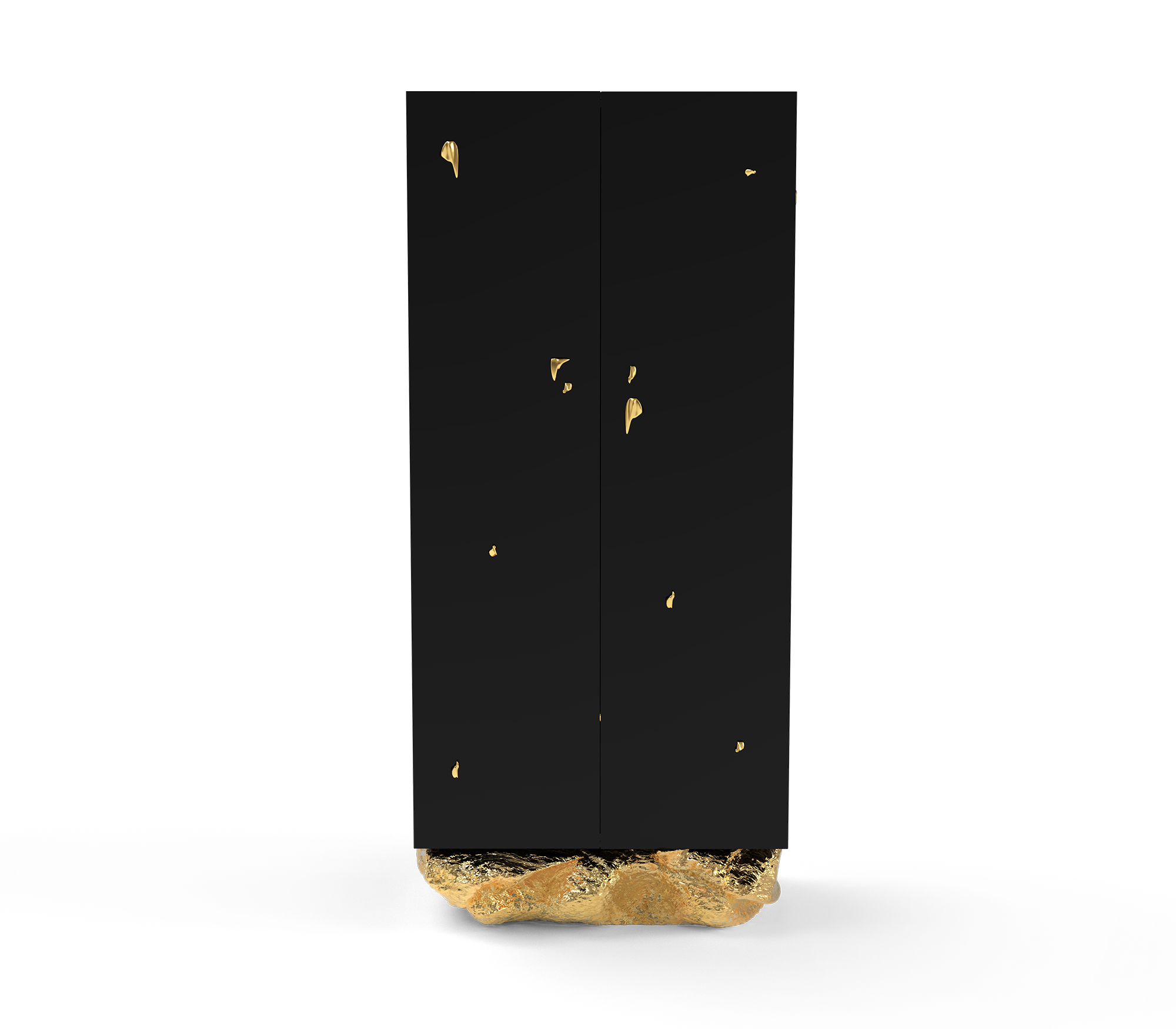 Luxury Marble Curio Cabinet with Brass Base, Glass Display Shelves & Hidden Storage