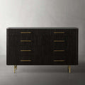 Finnley Wood Eight-Drawer Dresser with Marble or Bluestone Top Rural Chest Of 8-Drawers Cabinet