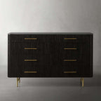 Finnley Wood Eight-Drawer Dresser with Marble or Bluestone Top Rural Chest Of 8-Drawers Cabinet