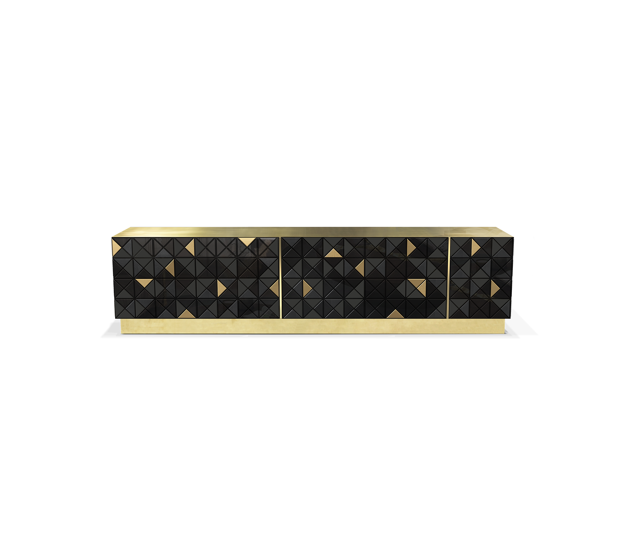 Luxury Walnut Media Console with Pixel-Inspired Design & Hidden Storage