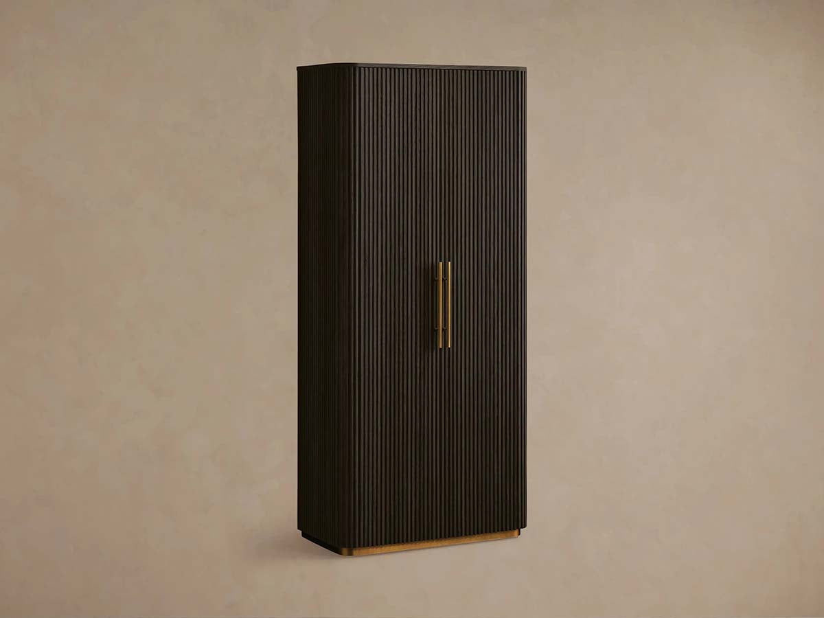 Finnley Wood Tall Cabinet Living Room Storage Cabinet with Doors Minimalist Modern Style