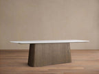 Saint Germain Stone Dining Table with Natural Stone Marble Wood Toulouse Base