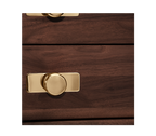 Luxury Walnut Bar Cabinet with Brass Accents & Hidden Storage